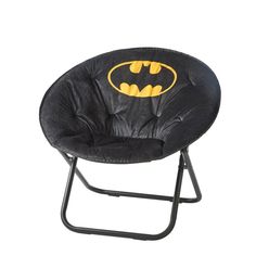 a black chair with a batman symbol on it