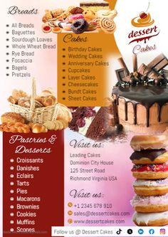 Editable Cakes, Bakers, Pastries Confectionery Desert Cake Banner Flyer Add Rye Bread, Whole Wheat Bread, Loaf Cake, Anniversary Cake, Sheet Cake, Bundt Cake