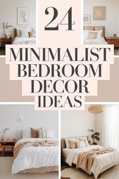 "24 minimalist bedroom decor ideas with neutral tones and simple design." Minimalist Bedroom Decor Ideas, Bedroom Decor Ideas For Couples, Decor Inspiration Bedroom, Bedroom Decor Neutral, Bohemian Bedroom Decor Boho