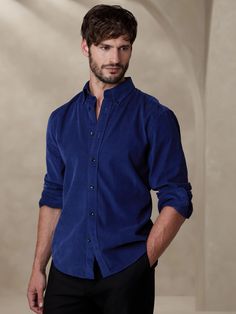 Cerro Corduroy Shirt | Banana Republic Classic Shirt With Corduroy Collar And Relaxed Fit, Classic Relaxed Fit Shirt With Corduroy Collar, Classic Relaxed Fit Corduroy Tops, Blue Chocolate, Corduroy Shirt, Eggplant Purple, Curator Style, All Seasons, Banana Republic