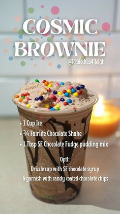 an ice cream sundae with sprinkles and chocolate