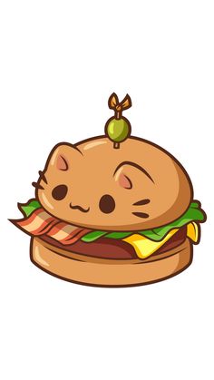 a cartoon cat sleeping on top of a sandwich