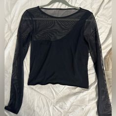 Abercrombie Mesh Top Never Worn Size M Perfect Going Out Top! Black Mesh Top With Mesh Sleeves For Fall, Black Stretch Mesh Top For Fall, Casual Fitted Mesh Top With Mesh Sleeves, Black Mesh Top For Fall, Fitted Black Mesh Top For Fall, Black Mesh Crew Neck Top For Fall, Black Mesh Top With Crew Neck For Fall, Black Crew Neck Mesh Top For Fall, Casual Tops With Mesh Sleeves For Night Out