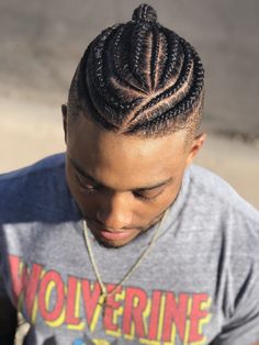 New Braid Styles, Braids With Fade, Braided Man Bun, Latest Braided Hairstyles, Braid Styles For Men, Boy Braids Hairstyles, Cornrow Hairstyles For Men, African American Man, Braids For Boys