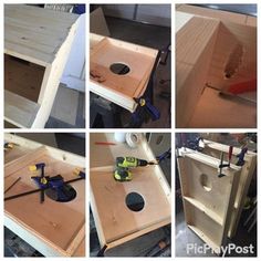 the process of making a diy tool box out of plywood and wood planks