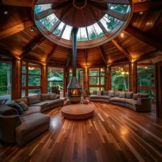 a living room filled with lots of furniture and a fire place in the middle of it