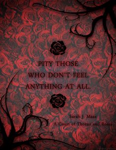 a quote with roses on it that says pity those who don't feel anything at all