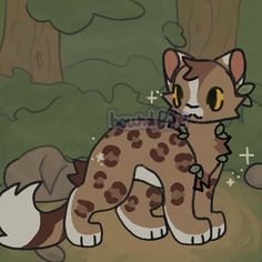 a drawing of a cheetah sitting in the woods next to rocks and trees