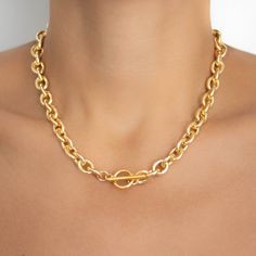 A chunky statement chain for layering. Featuring a toggle clasp. A great everyday piece to wear with other styles. Made to order. Gold filled over Stainless Chunky Rolo Cable chain 2.5mm Toggle clasp Available in 16", 17", and 18" lengths Chic Everyday Toggle Link Necklace, Chic Everyday Link Toggle Necklace, Chic Everyday Necklace With Toggle Clasp, Chic Everyday Necklaces With Toggle Clasp, Chic Link Chain Necklace With Toggle Clasp, Trendy Toggle Clasp Chain Link Necklace, Everyday Toggle Link Chain Necklace, Trendy Toggle Link Necklace With Lobster Clasp, Trendy Chain Link Necklace With Toggle Clasp