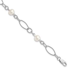 Silver Polish Finish Fresh Water Pearl Bracelet Silver Pearl Bracelet, Cultured Pearl Bracelet, Freshwater Pearl Bracelet, Fine Jewelry Bracelets, Pearl Types, Pearl Chain, Silver Pearls, Sterling Silver Bead, Cultured Pearls