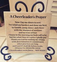 a sign that says a cheerleader's prayer