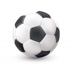 a black and white soccer ball on a white background