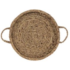 round placemat with handles made out of jute