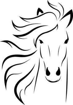 a horse's head is shown in black and white, with long manes