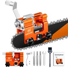 PRICES MAY VARY. 🙆 SIMPLE & EFFICIENT CHAINSAW SHARPENING JIG: The chainsaw sharpening kit is designed to be extremely user-friendly, comparable to using a pencil sharpener. It features two fixed sharpening holes and a standard 30° sharpened front angle. Simply attach the clamp, position the pawl, insert the burr into the guide sleeve, and turn the handle. It's as simple as that! Keep your chainsaw sharp and efficient with the mini chainsaw sharpener, saving both time and effort in your work. ✔ Chainsaw Sharpening Tools, Chainsaw Sharpening, Chainsaw Reviews, Saw Sharpening, Blade Sharpener, Chainsaw Sharpener, Cordless Chainsaw, Mini Chainsaw, Electric Chainsaw