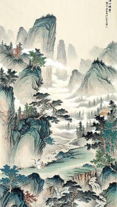 Art Mountains, Asian Landscape, Chinese Artwork, Japan Painting, Chinese Landscape Painting, Chinese Art Painting, Ancient Chinese Art, Ancient Paintings, Japanese Art Prints