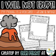 i will not erupt my mouth is volcano - draw and write activity for kids