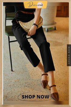 Solid Pocket Tailored Pants for Women Casual Office Dress Pants For Spring, Casual Spring Office Dress Pants, Casual Straight Pants For Office, Casual Office Straight Pants, Spring Office Ankle-length Work Pants, Business Casual Ankle-length Wide Leg Pants, Non-stretch Ankle-length Wide Leg Pants For Business Casual, Chic Solid Ankle-length Work Pants, Fall Ankle-length Solid Work Pants