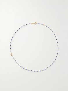 GIGI CLOZEAU Star Classic Gigi 18-karat gold, resin and diamond necklace | NET-A-PORTER Dainty Blue Necklace With Satellite Chain, Dainty Blue Necklaces With Satellite Chain, Elegant Blue Necklace With Satellite Chain, Blue Dainty Necklace With Colorful Beads, Dainty Blue Necklace With Colorful Beads, Celestial Blue Beaded Necklaces, Celestial Blue Beaded Jewelry, Dainty Blue Necklace With Tiny Beads, Blue Dot