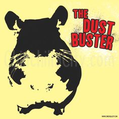 the dust busterer logo is shown in black and white, with an image of a rat's head