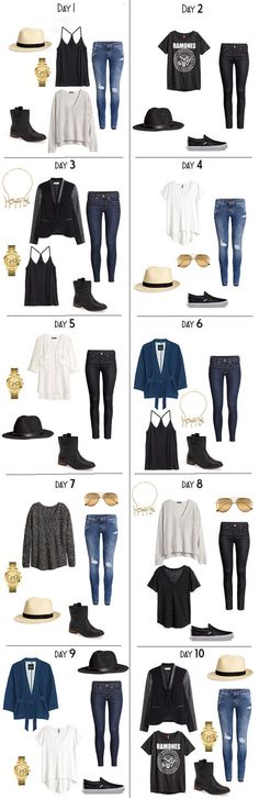 10 Days Days worth of outfits for a fall vacation packing list. The entire list is on the blog. #packinglist #packinglight #travellight #travelwardrobe Europe Clothes, Travel Capsule, Lit Outfits, Europe Outfits, Neue Outfits, Travel Wardrobe, Mode Inspo, Vacation Outfits, 5 Things