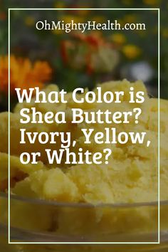 So many factors influence the color of Shea butter. Temperature, humidity, sunlight exposure, length of time in which it is exposed to light and heat are all factors that can affect the color of the shea butter. The color of the shea butter is also effected by how it is mixed with other ingredients. Benefits Of Shea Butter For Skin, Butter Extract, Raw Shea Butter, Unrefined Shea Butter, Tree Nuts, Nut Butter, Smooth Texture, Natural Health, Shea Butter