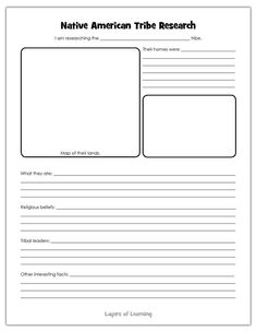 native american tribe research worksheet for students to practice their writing and reading skills