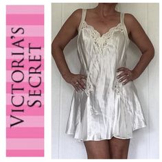 Victoria’s Secret Gorgeous Satin Slip Dress. Size Large. Nwot. Gorgeous Satin Polyester Slip Dress Chemise. Perfect For Bridal Honeymoon. Adjustable Chiffon Straps. Luxurious Lace And Sequin Trim Detail. Flirty Hemline With Lace Details A D Chiffon Cutouts At Hemline. In Perfect Condition, Brand New Never Worn Other Than For Photos. All Measurements Are Taken Flat Across And Approximate. Bust 19” Length From Top Of Straps To Hem 32”. I Also Have A Similar Gown In Full Length In Separate Listing. Bridal Honeymoon, Satin Slip, Satin Slip Dress, Trim Detail, Night Gown, Lace Detail, Women's Intimates, Full Length, Sequin