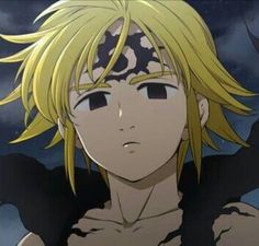 an anime character with blonde hair and black eyes