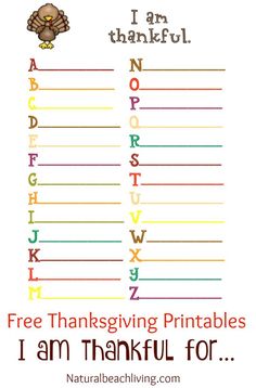 Thanksgiving Abc, Thankful Printable, Activity Printables, Thanksgiving Worksheets, Tree Coloring, Free Thanksgiving Printables, Thankful Tree, Thanksgiving Coloring