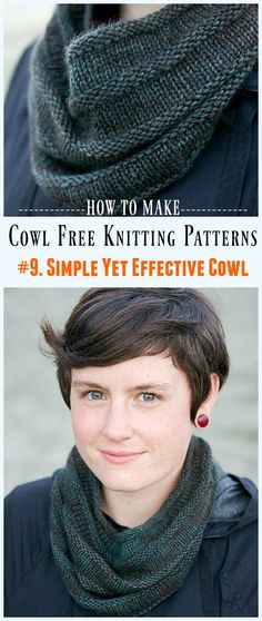 two photos with the words how to make cowl - free knitting patterns 9 simple yet effective cowl