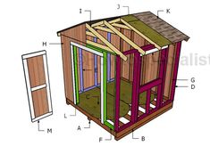 a shed with the roof and side walls cut out to show how it's built