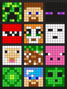 the pixel art is designed to look like different characters