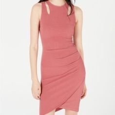 Nwt Crave Fame Women's Juniors Faux-Wrap Bodycon Dress - Mauve - Medium (Juniors) Flaunt It. Peekaboo Cutouts And A Cool Cutaway Hem Are A Girl's Best Friend On This Figure-Hugging Style From Ultra Flirt. Crewneck; Bodycon Wrap Silhouette Back Zipper Closure Cutouts At Top; Allover Textured; Cutaway Hem; Shirred Detail At Side Unlined Polyester/Spandex Machine Washable **Please Note: Item Kept In Protective Plastic In Smoke-Free, Extremely Clean Home** Sleeveless Faux Wrap Spring Dress, Sleeveless Faux Wrap Dress For Spring, Fitted Faux Wrap Mini Dress For Summer, Spring Fitted Mini Dress With Faux Wrap, Spring Fitted Faux Wrap Mini Dress, Spring Faux Wrap Fitted Mini Dress, Spring Faux Wrap Mini Dress For Night Out, Light Blue Cocktail Dress, Brown Long Sleeve Shirt