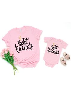 Matching with your mini-best friend made easy! These adorable mother and daughter matching shirts are perfect for any new mama and her baby girl! Printed in Philadelphia, PA, you'll love the high-quality and sparkly glitter! set of two 100% cotton light pink non-shedding glitter gold heart women's unisex t-shirts we recommend sizing down one size for a more fitted style baby and kids unisex one-pieces and shirts made in the USA Fitted Cotton Tops For Family Matching, Pink Cotton Family Matching T-shirt, Cute Cotton T-shirt For Family, Cute Cotton Shirt For Family Occasions, Spring Family Cotton Tops, Fitted Cotton Matching T-shirt, Spring Cotton Tops For Family Occasions, Cute Family Tops With Funny Print, Family Matching Cotton Tops For Birthday