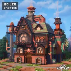 an image of a house made out of legos in the style of minecraft