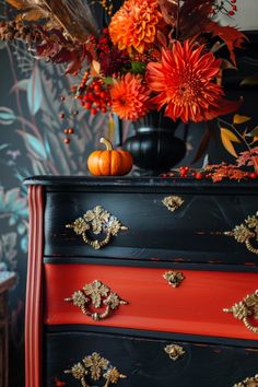 Stylish and spooky Halloween dressers for storage, perfect for adding festive charm to your home decoration.