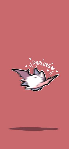 a drawing of a flying bird with the words darbling on it's side