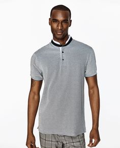 PIQUÉ POLO SHIRT WITH MANDARIN COLLAR - Available in more colours Latest Outfits, Accessories For Men, Zara United States, Latest Clothes, Polo Shirts, Mandarin Collar, New Collection