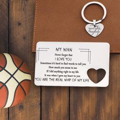 Wallet Card Insert And Heart Keychain Set - Basketball - To My Man - Never Forget That I Love You - Gcb26011 To My Man, Romantic Christmas Gifts, Wallet Insert Card, Hubby Love, Best Wallet, Heart Keychain, My Man, Keychain Set, Gifts For Your Boyfriend