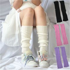 Thigh protector Stretchable leggings Ballet Accessories Leg Warmers Calf Socks Knitted Wool Furry Leg Warmers Aesthetic, Pink Leg Warmers, Mode Purple, Ballet Accessories, Bob Chapeau, Kawaii Sweater, Kawaii Hoodie, Knitted Leg Warmers, Base Layer Women