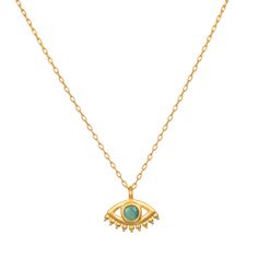 Let your mind release what no longer serves you; let your intuition guide you to a more elevated consciousness. An 18kt gold plate necklace shines with an evil eye--ancient symbol of protection and intution--and an emerald iris, harnessing the powers of wisdom, abundance, and grace for its wearer. Delicate golden eyela Spiritual Emerald Pendant Necklace, Spiritual Gold Emerald Gemstone Necklace, Missoma Jewellery, Gold Plate Necklace, Satya Jewelry, Symbol Of Protection, Eye Eye, Round Necklace, Plate Necklace