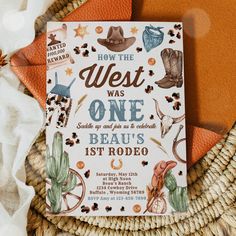 a western themed birthday party with an orange napkin and cowboy theme on the front cover