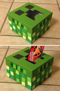 two boxes made to look like minecraft blocks