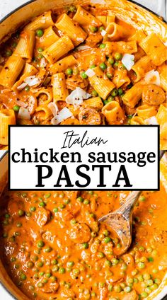 This Italian Chicken Sausage Pasta is the easiest weeknight meal! It's made with your favorite pasta, chicken sausage, a little heavy cream, and red pepper flakes, meaning it's a little spicy and SO delicious. Ready in under 25 minutes, too! #pasta #chickensausage Pizza Pasta Recipe, Chicken Sausage Recipes, Chicken Sausage Pasta, Italian Chicken Sausage, Favorite Pasta Recipes, Pasta Chicken, Italian Chicken, Sweet Potato Soup