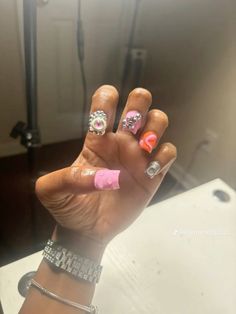 Shorts Nails, Pretty Ear Piercings, Fly Outfit, Short Square Acrylic Nails, Exotic Nails, Nail Sets