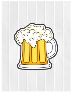 a mug of beer with foamy bubbles on a wooden background, eps file available