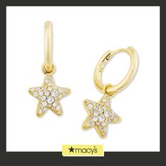 in stock Huggie Hoop Earrings, Kendra Scott, Gold Earrings, In Store, Buy Online, Hoop Earrings, Stars, Gold, White