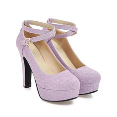 Heels Platform Pumps, Wedding Shoes High Heels, Purple High Heels, Sparkling Wedding, Purple Sandals, Glitter High Heels, Heels Chunky, Purple Heels, Shoes High Heels