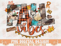 fall clip art with the word fall written in large letters and autumn leaves on it